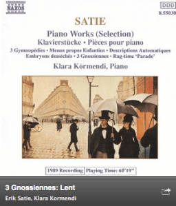 Haz click en la imagen para escuchar un movimiento de las Gnossiennes de SATIE
