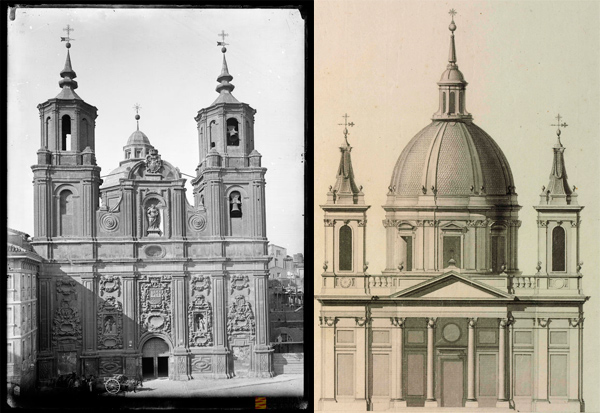 El Barroco y el Clasicismo comparados a través del estilo arquitectónico de dos iglesias de Zaragoza (por ejemplo). La de Santa Isabel de Portugal (barroca, izda.) y la de Monte Torrero (clásica, derecha). Se ve que una vuelve a imitar el estilo clásico, tratando de guardar las proporciones clásicas; mientras que en la barroca tienen más importancia las ornamentaciones sobre las proporciones.