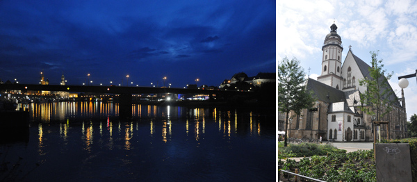 Dresde de noche (precioso) y la Thomaskirche de Leipzig, la iglesia en la que trabajaba Bach diariamente